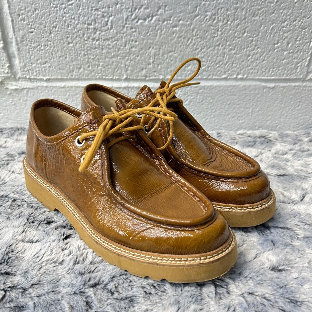 Anthropologie Jeannie Moc Toe Platform Oxfords Brown Leather / Women's 37 7